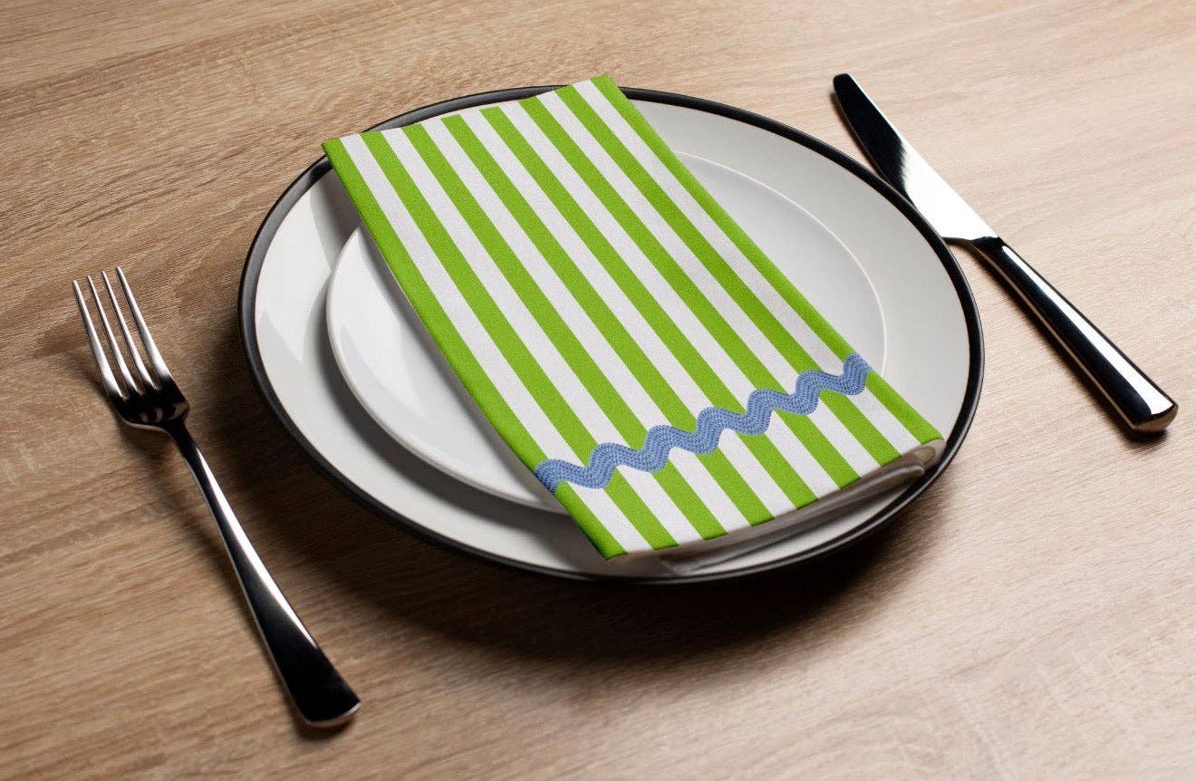 Ric Rac Green Stripe Printed Guest Towel (16ct)