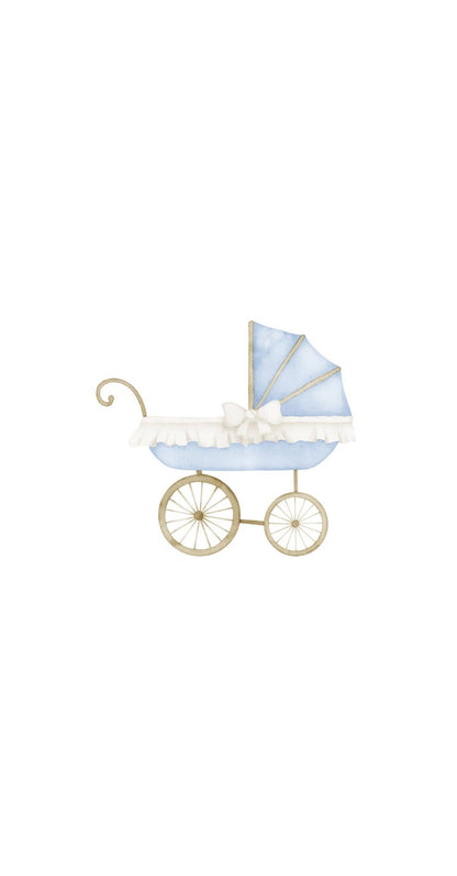 Vintage Blue Baby Carriage Printed Guest Towel (16ct)
