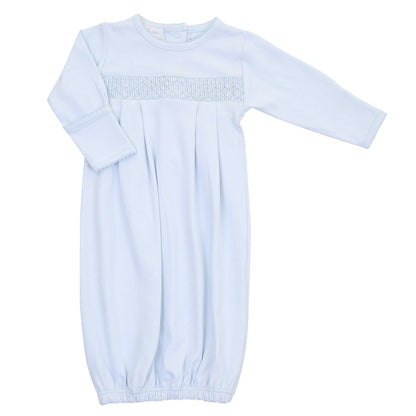 Essentials Solid Blue Smocked Gown