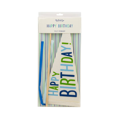 Blue Happy Birthday Felt Pennant Banner