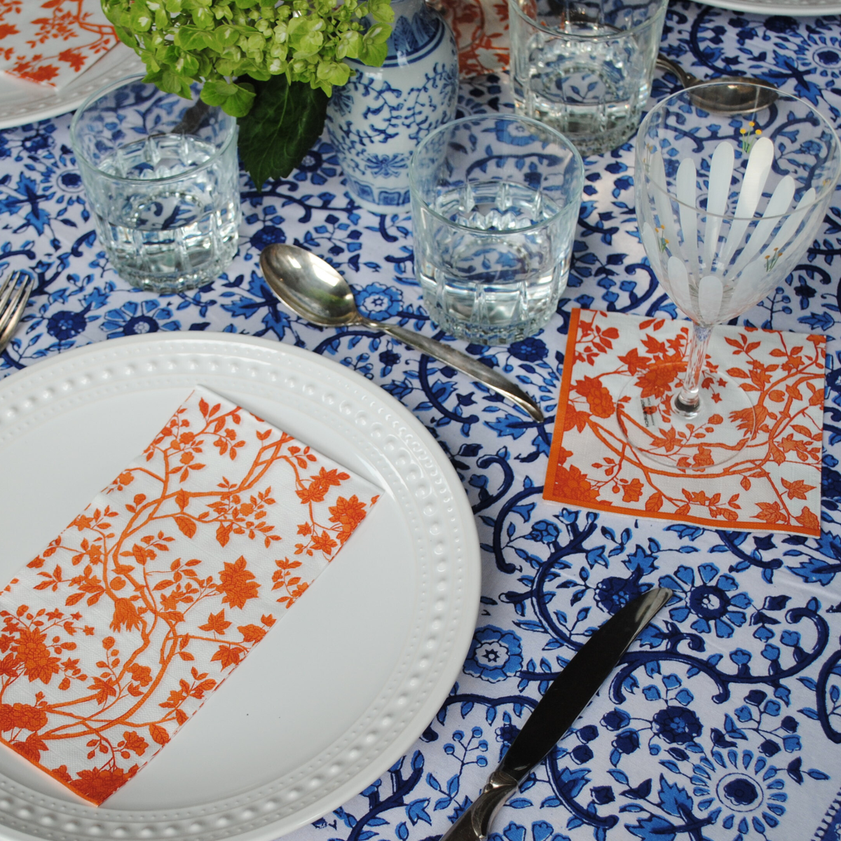 Orange Chinoiserie Cocktail Napkins (25ct)