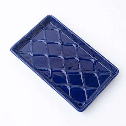 Navy Textured Ceramic Guest Towel Tray