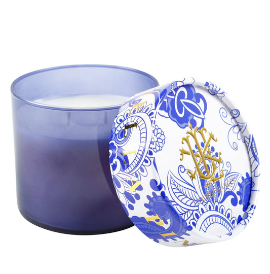 LUX Citronella Pineapple 2 Wick Candle in Blue Glass