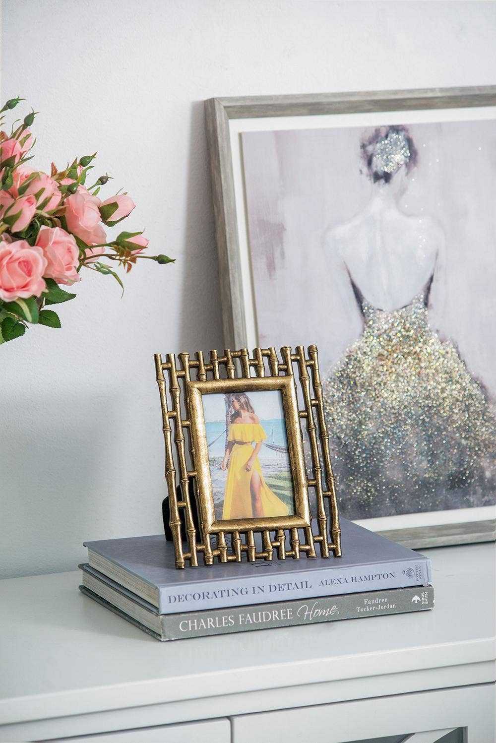 Gold Bamboo Photo Frame, 4x6" Opening