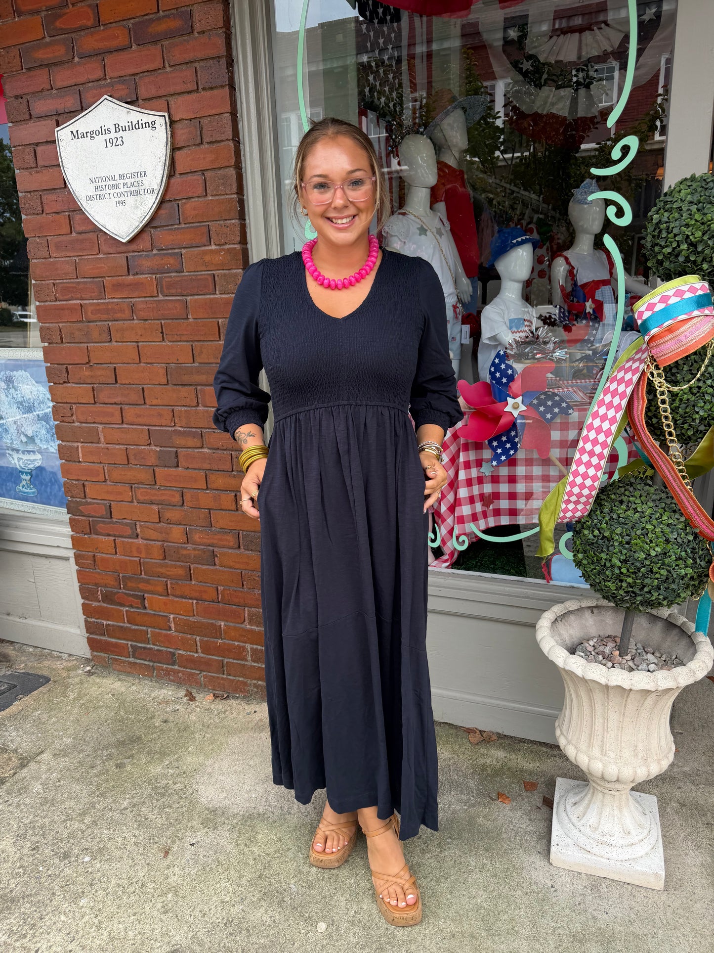 Midnight Smocked Maxi Dress