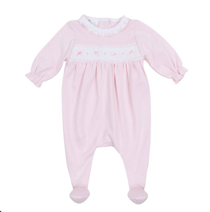 MB Amelia's Classics Pink Solid Smocked Footie