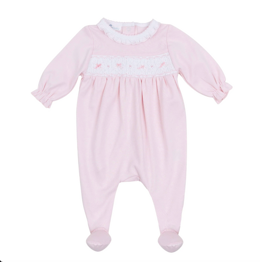 MB Amelia's Classics Pink Solid Smocked Footie