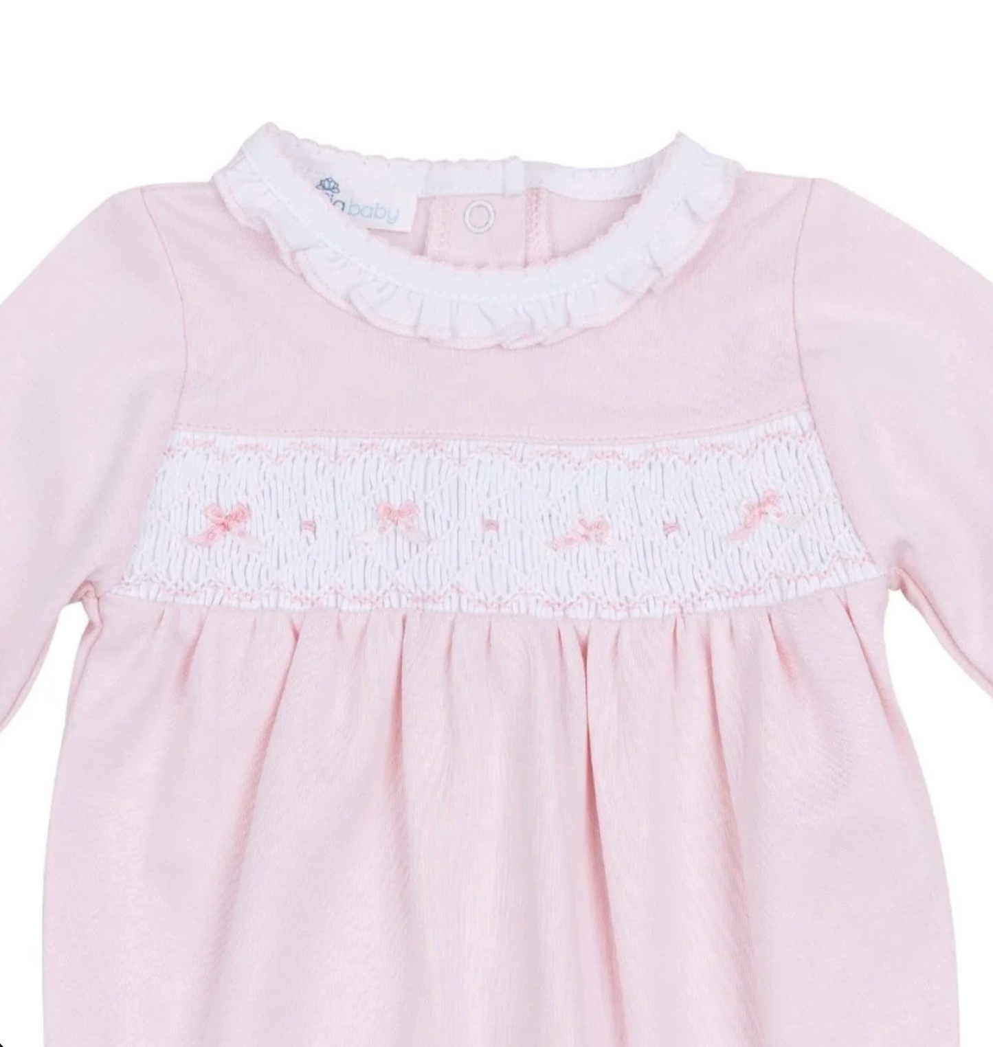 MB Amelia's Classics Pink Solid Smocked Footie