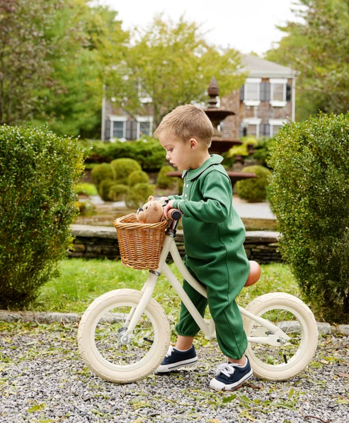 Benny Button Romper Grier Green Long Sleeve