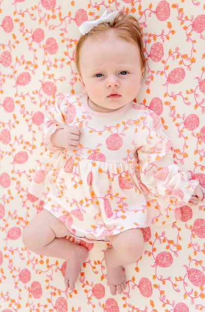Daisy Diaper Cover Dress Gourd-geous (Palmetto Pearl)/Palm Beach Pink Long Sleeve