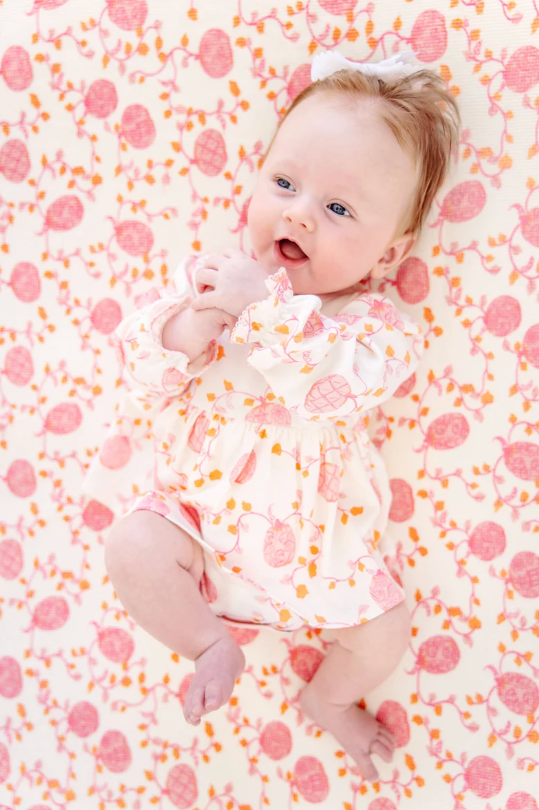 Daisy Diaper Cover Dress Gourd-geous (Palmetto Pearl)/Palm Beach Pink Long Sleeve