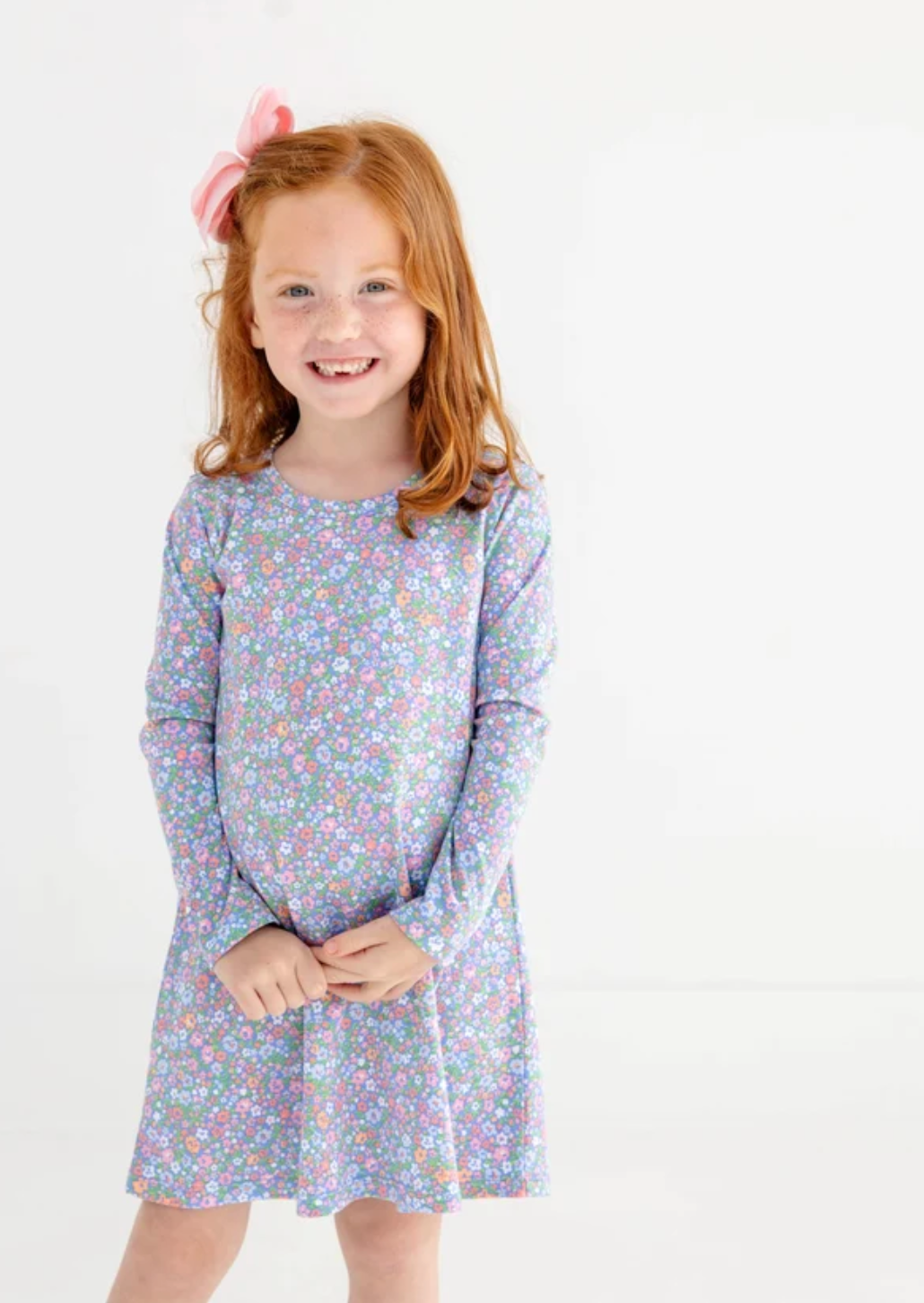 Polly Play Dress Mountain Brook Mini Floral (Parrot Cay Coral) Long Sleeve