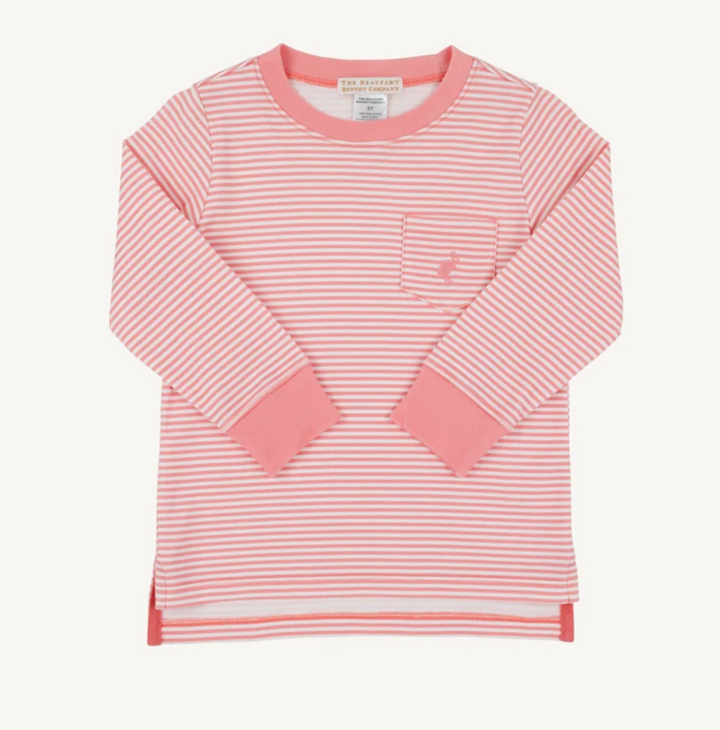 Carter Crewneck Parrot Cay Coral Stripe Long Sleeve