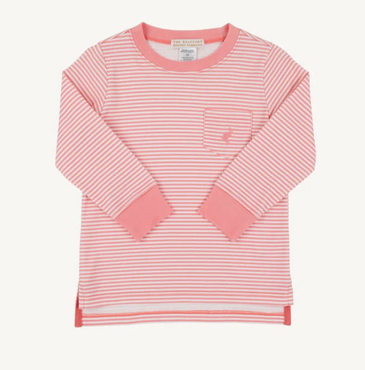 Carter Crewneck Parrot Cay Coral Stripe Long Sleeve