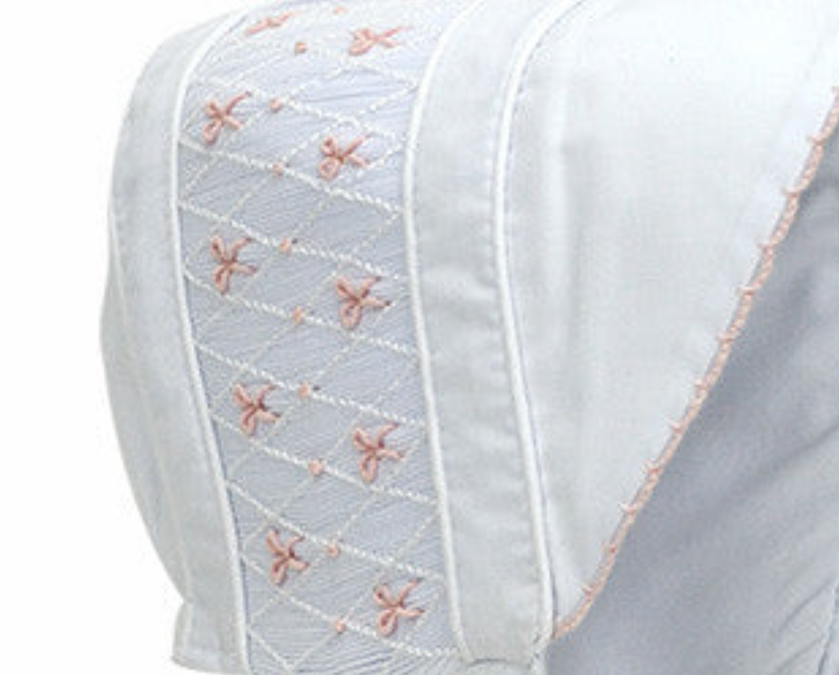 Sweetly Smocked Bonnet Pink on Worth Ave White