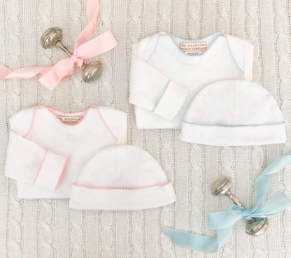 Darling Debut Set - White (with Pink or Blue) Pima