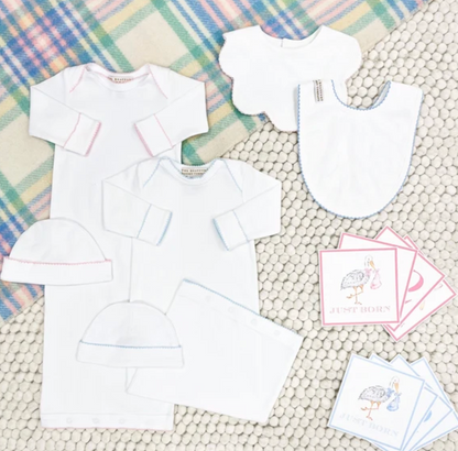 Darling Debut Set - White (with Pink or Blue) Pima