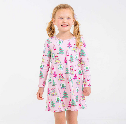 Polly Play Dress - Christmas Coloring Contest - Pink Long Sleeve