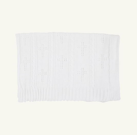 Bailey Baby Blanket - Worth Ave White Pointelle