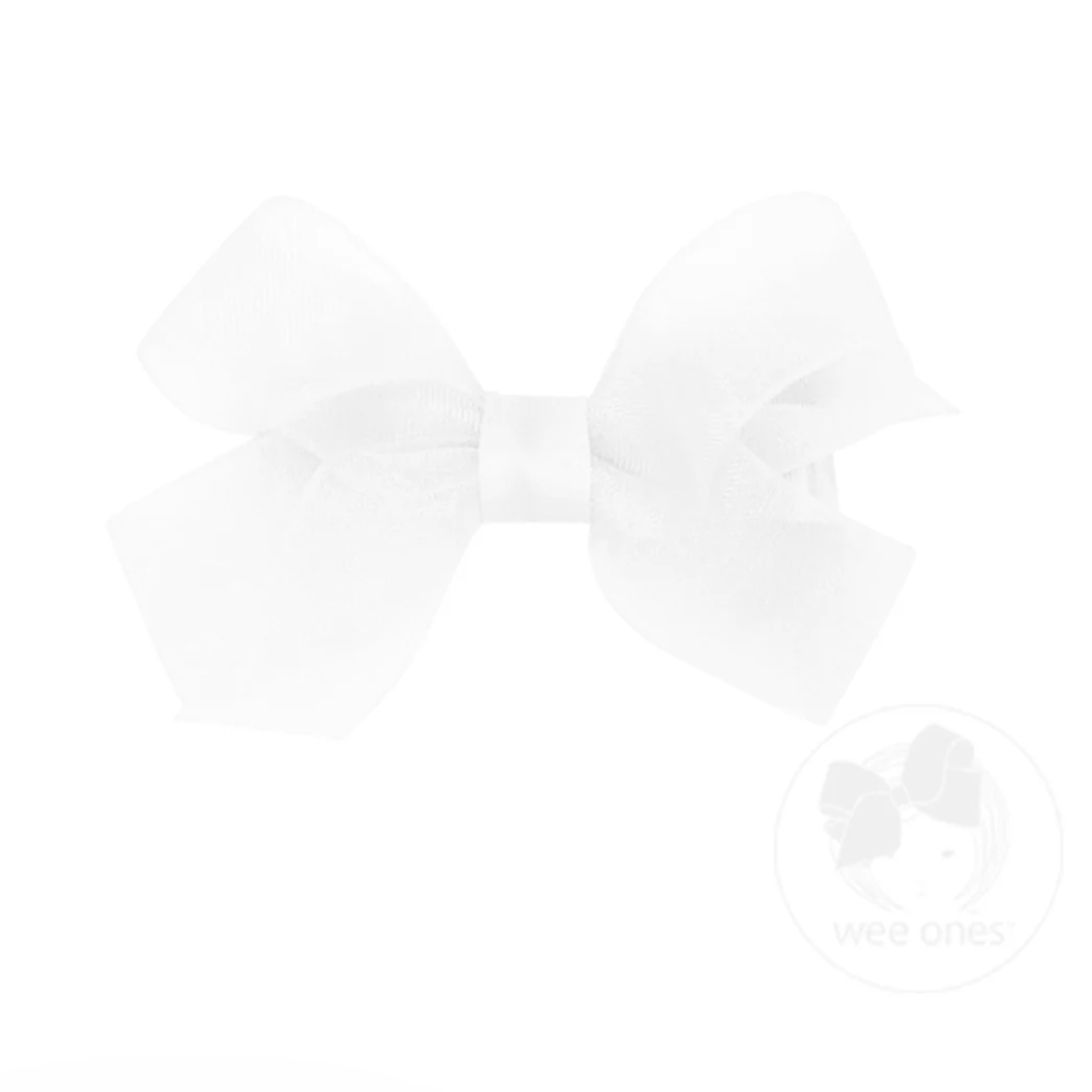 Tiny Classic Organza Single Hair Bow, White