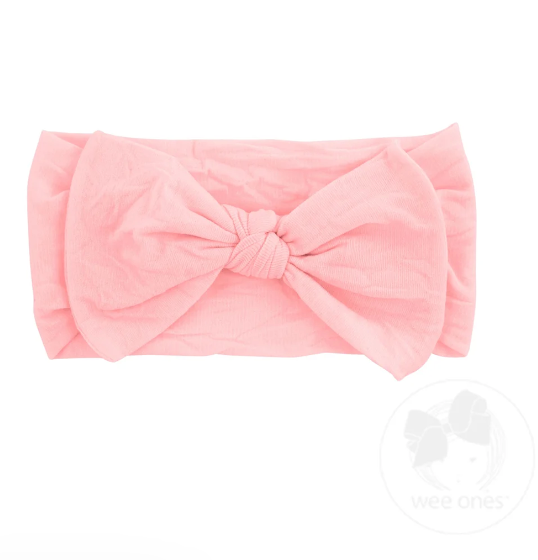 Soft Nylon Girls Baby Band with Nylon Bowtie