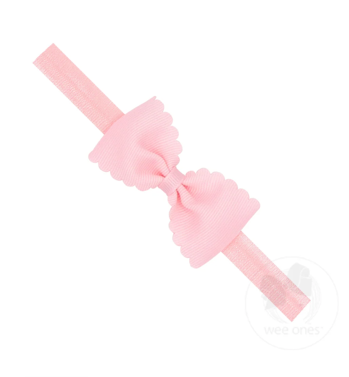 Small Scalloped Edge Grosgrain Bowtie on Matching Elastic Band