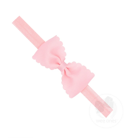 Small Scalloped Edge Grosgrain Bowtie on Matching Elastic Band