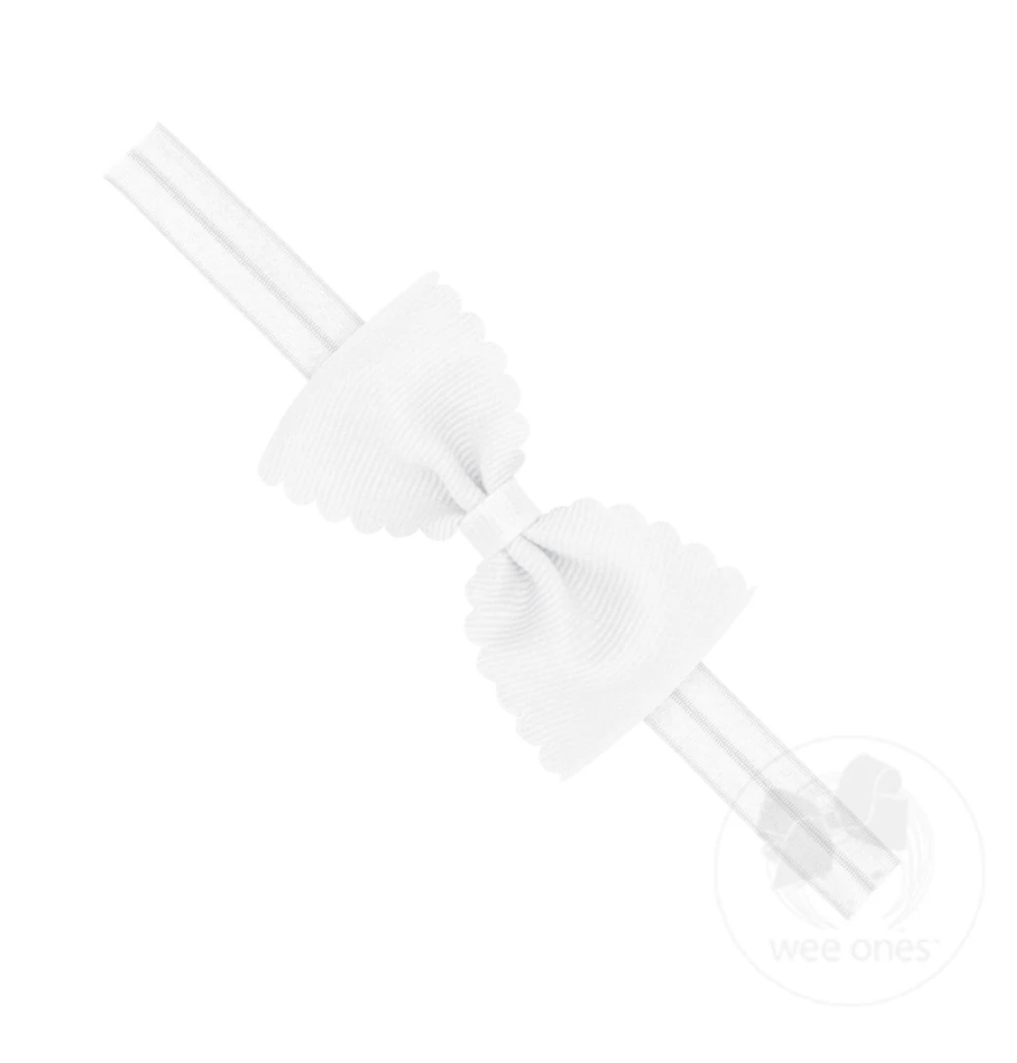 Small Scalloped Edge Grosgrain Bowtie on Matching Elastic Band