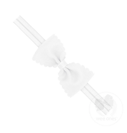 Small Scalloped Edge Grosgrain Bowtie on Matching Elastic Band