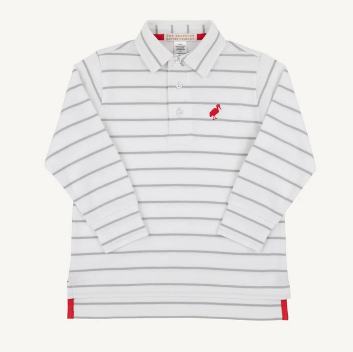 Prim & Proper Polo Grantley Gray Stripe with Richmond Red Stork
