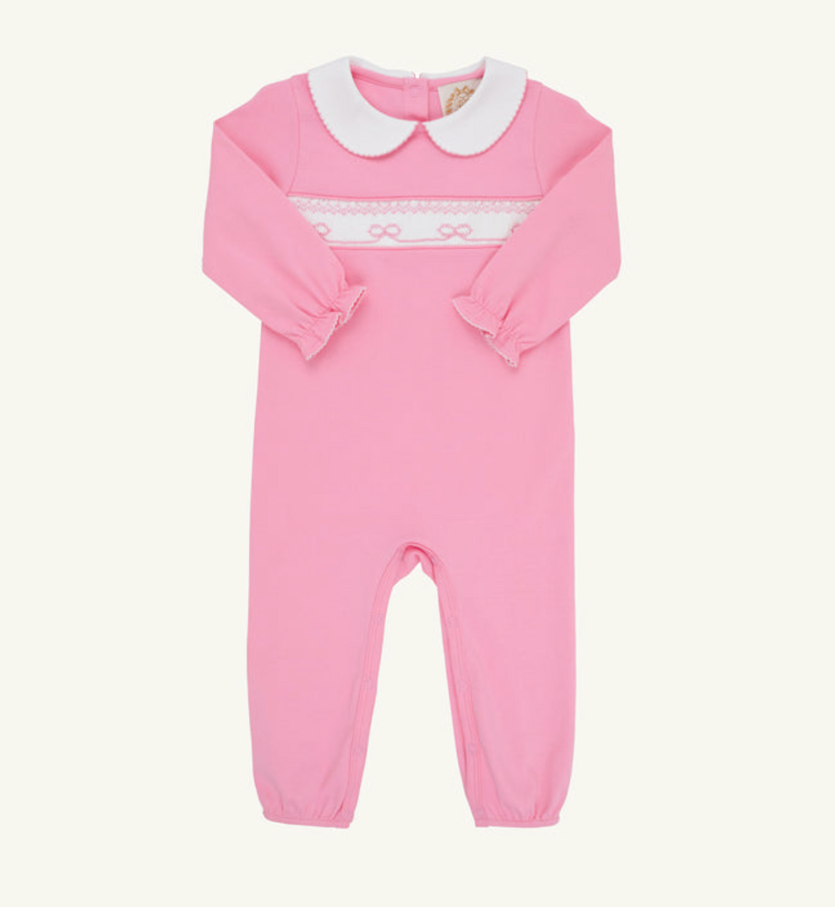 Rigsby Romper Bow Smocking Hamptons Hot Pink with Worth Avenue White