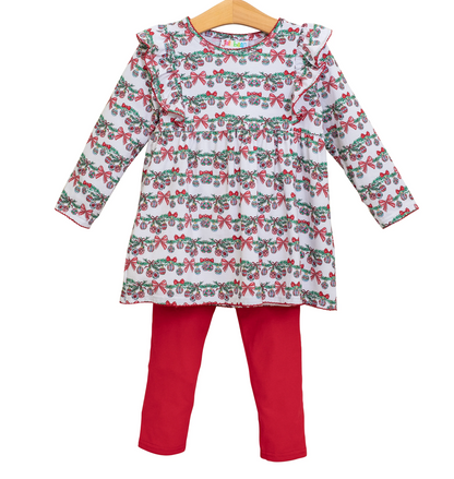 Bows & Baubles Christmas Flutter Pants Set