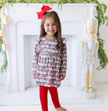 Bows & Baubles Christmas Flutter Pants Set
