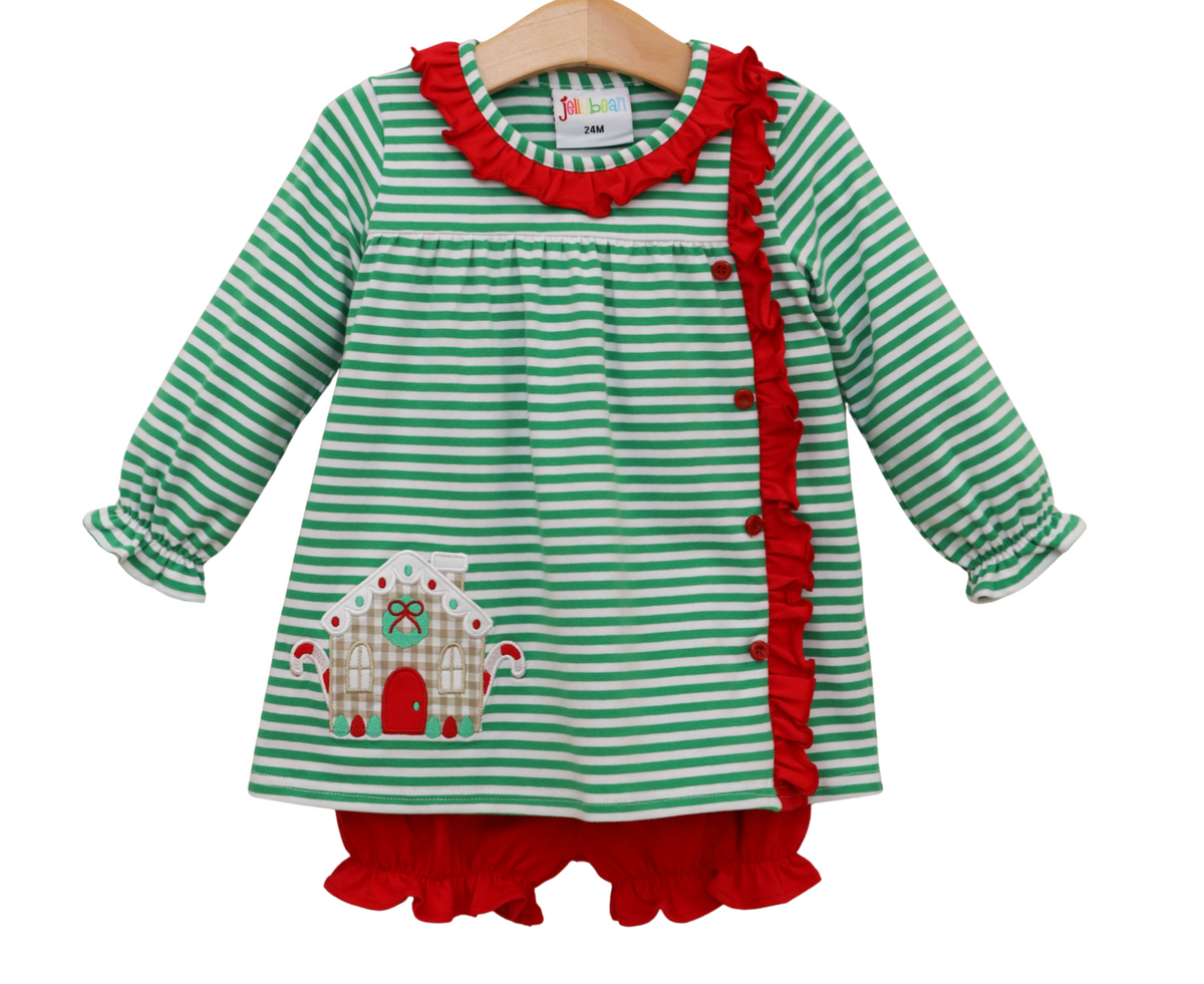 Christmas Cottage Ruffle Bloomer Set