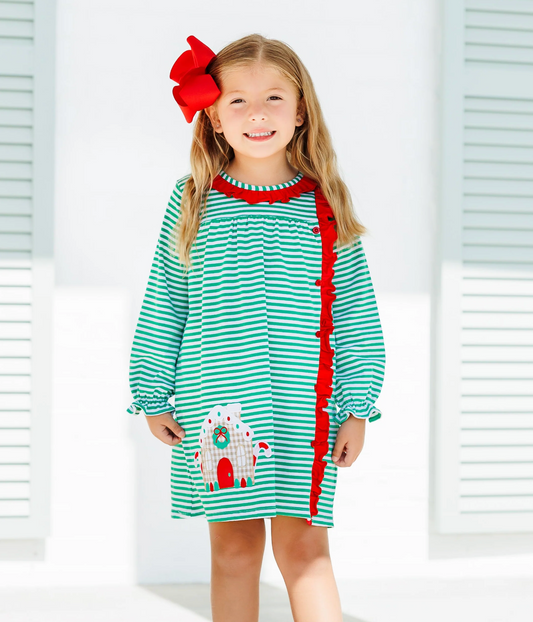 Christmas Cottage Ruffle Dress