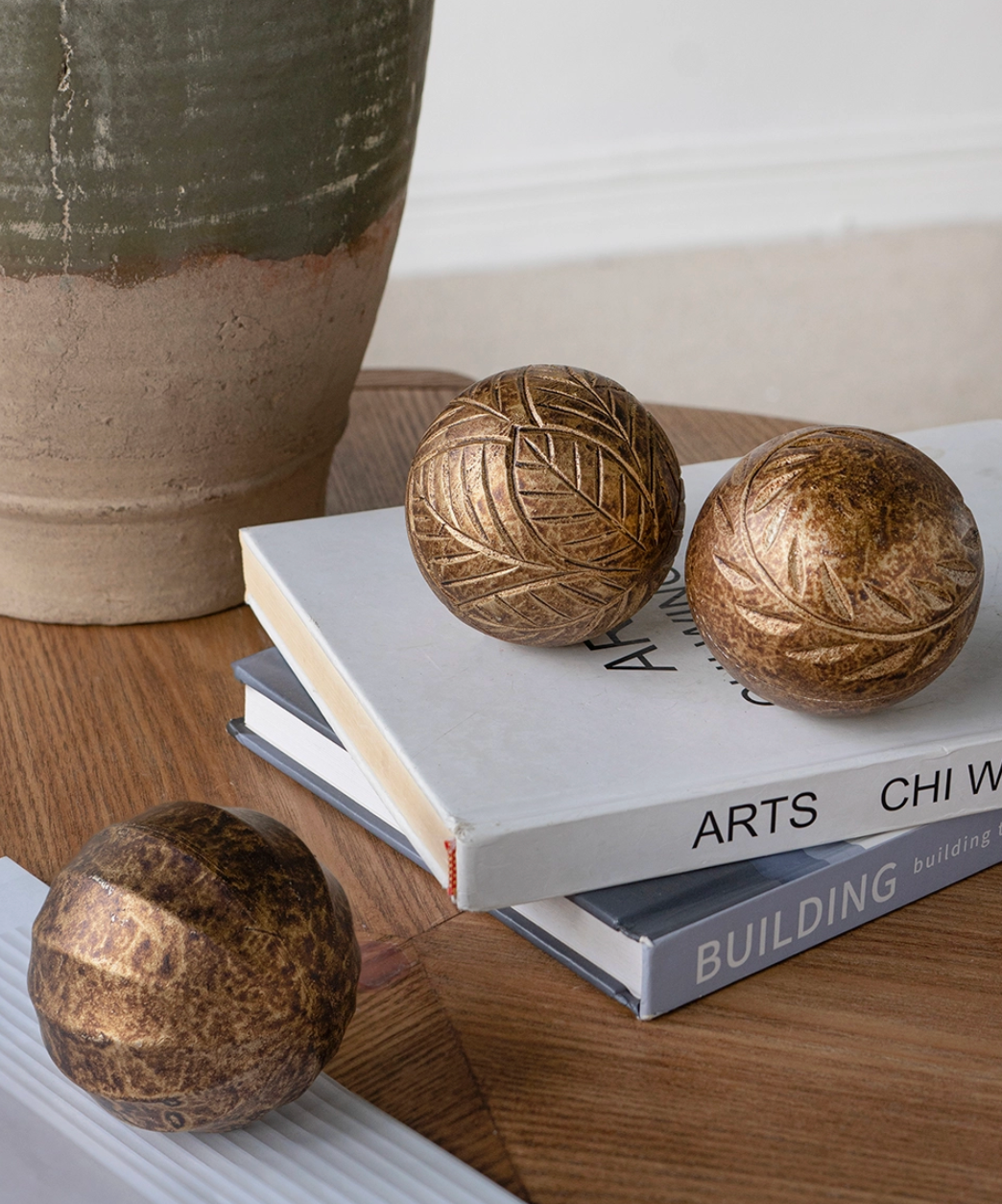 Artisan Leafwood Wooden Orbs