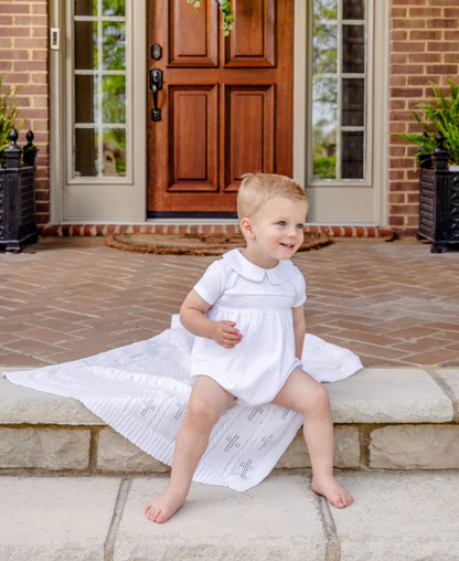Bailey Baby Blanket - Worth Ave White Pointelle