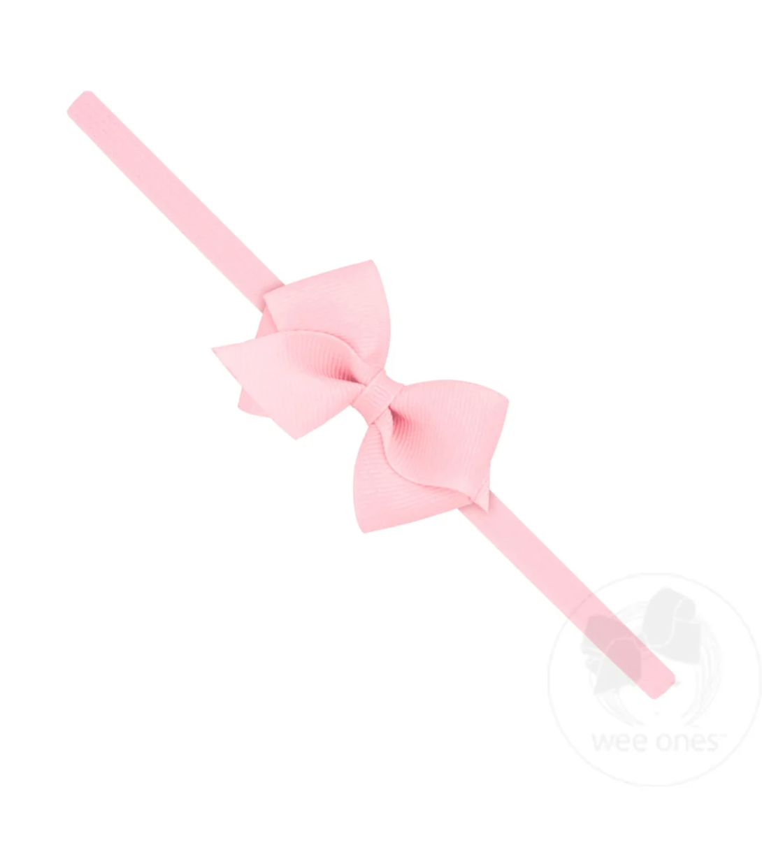 Wee Grosgrain Bow on Matching Skinny Nylon Band