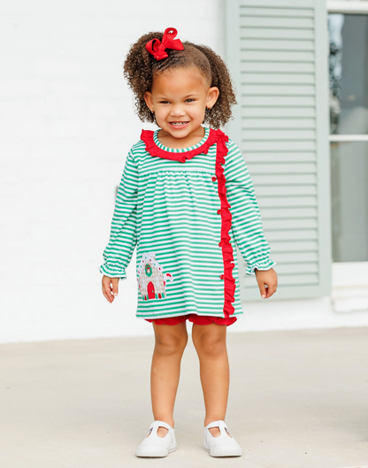 Christmas Cottage Ruffle Bloomer Set