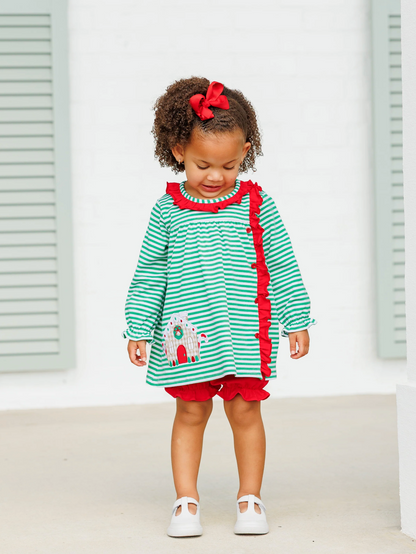 Christmas Cottage Ruffle Bloomer Set