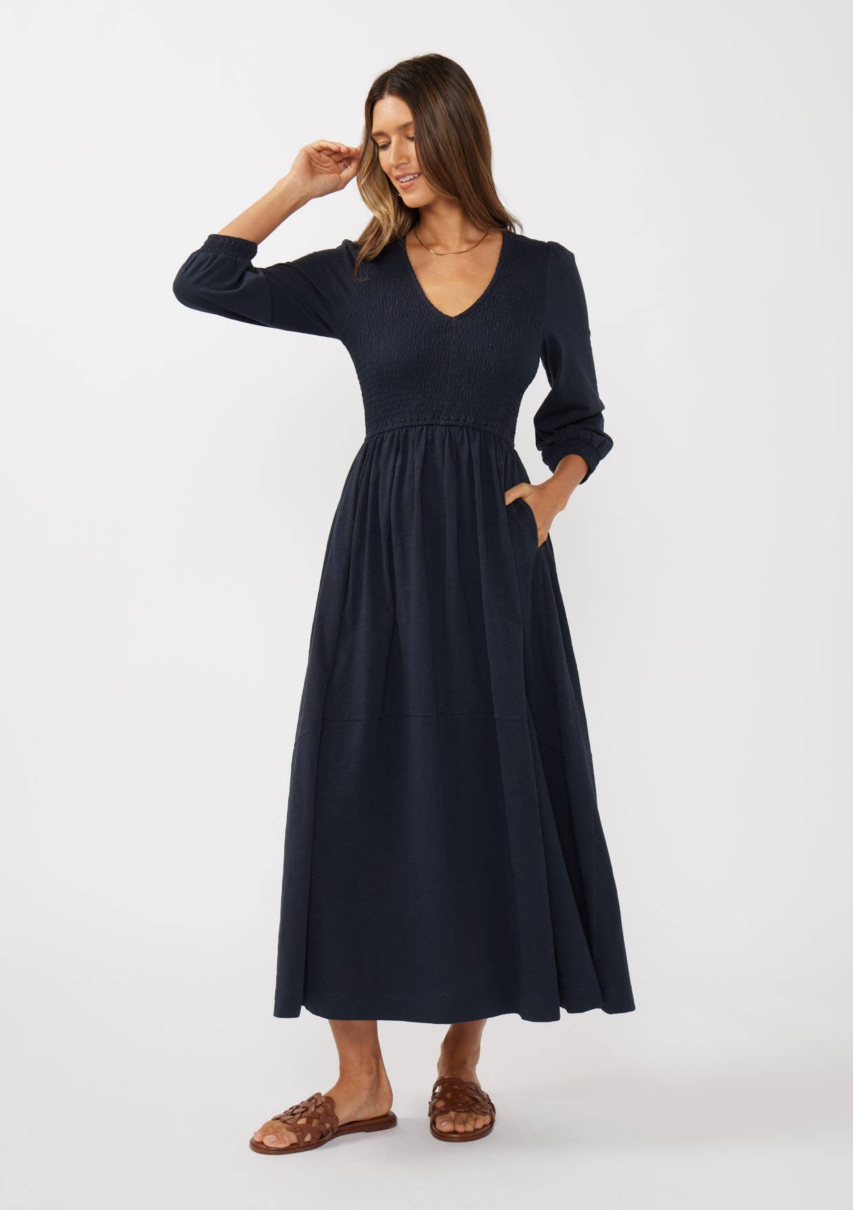 Midnight Smocked Maxi Dress