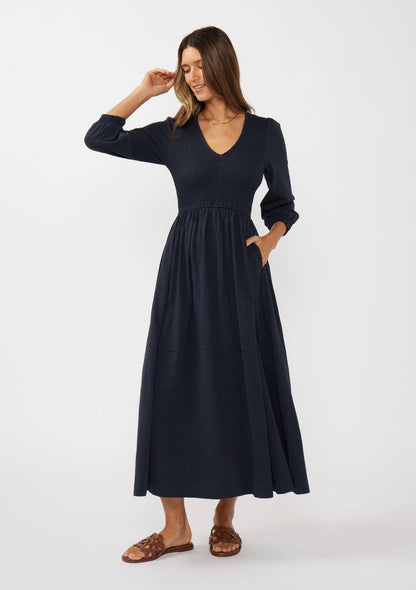 Midnight Smocked Maxi Dress