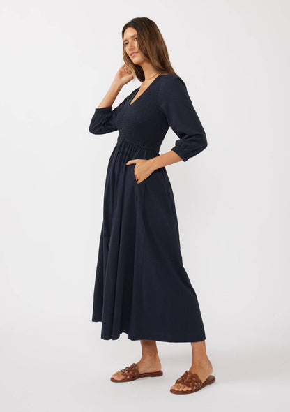 Midnight Smocked Maxi Dress