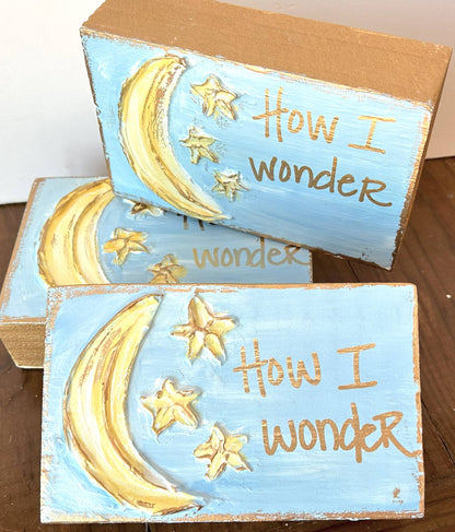 How I Wonder Twinkle Star Wood Block Decor