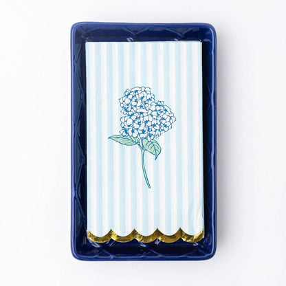 Navy Textured Ceramic Guest Towel Tray