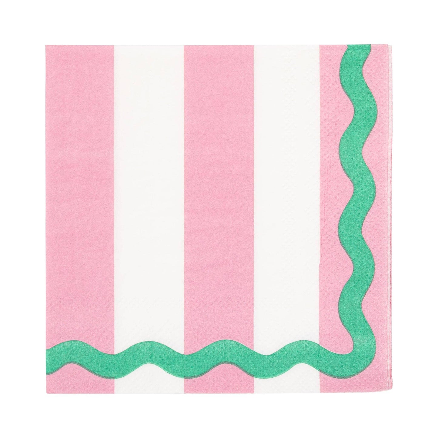 Pink and Green Stripes with Ric Rac Cocktail Napkins (24ct)