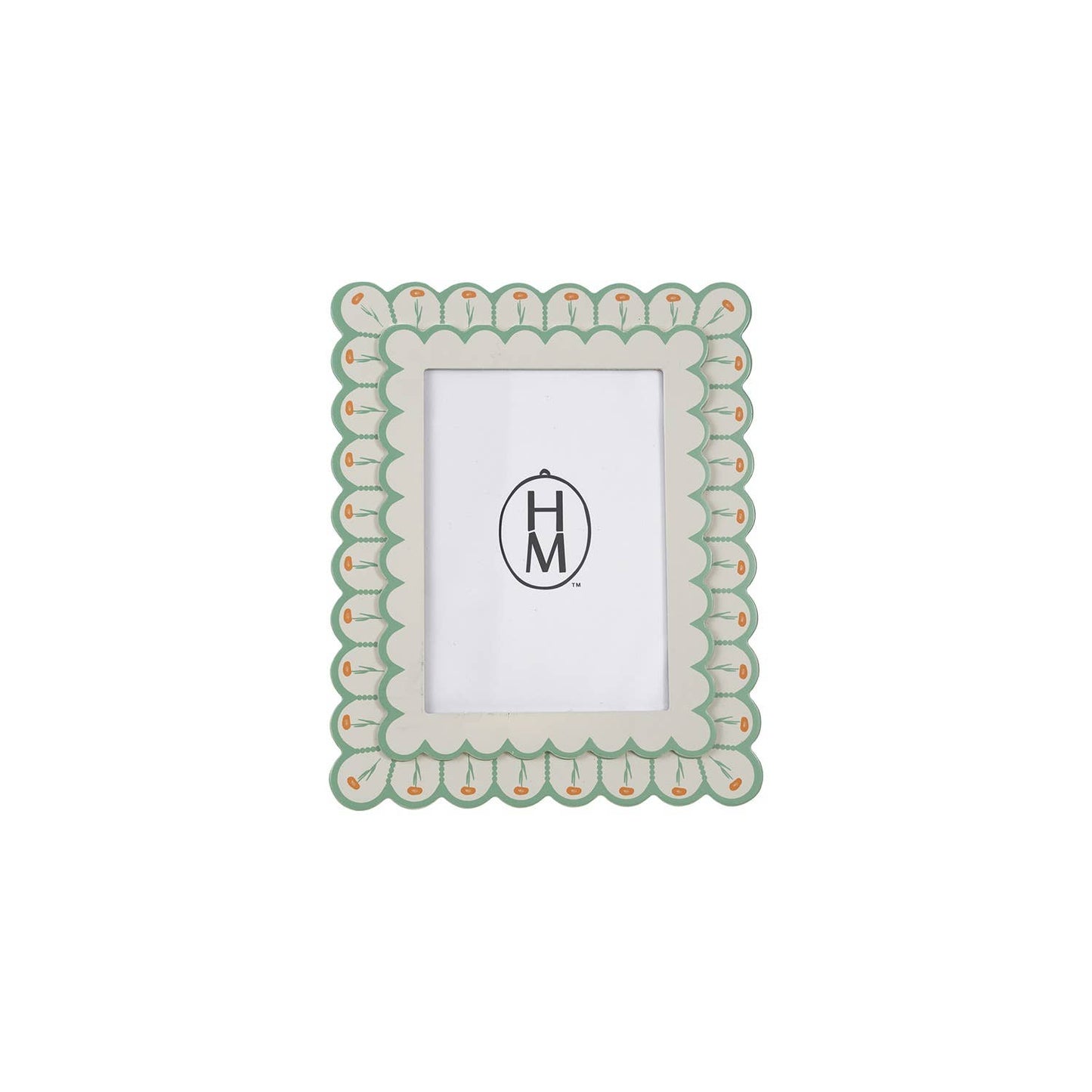 Scalloped Photo Frame with Flowers 5x7