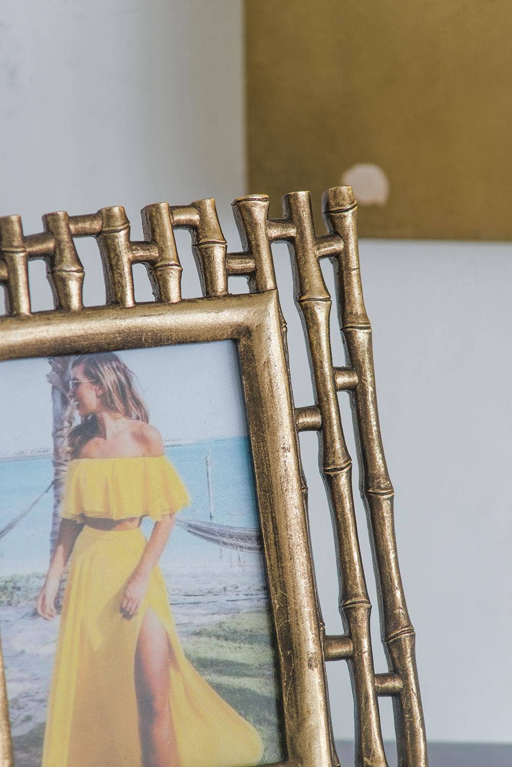 Gold Bamboo Photo Frame, 4x6" Opening