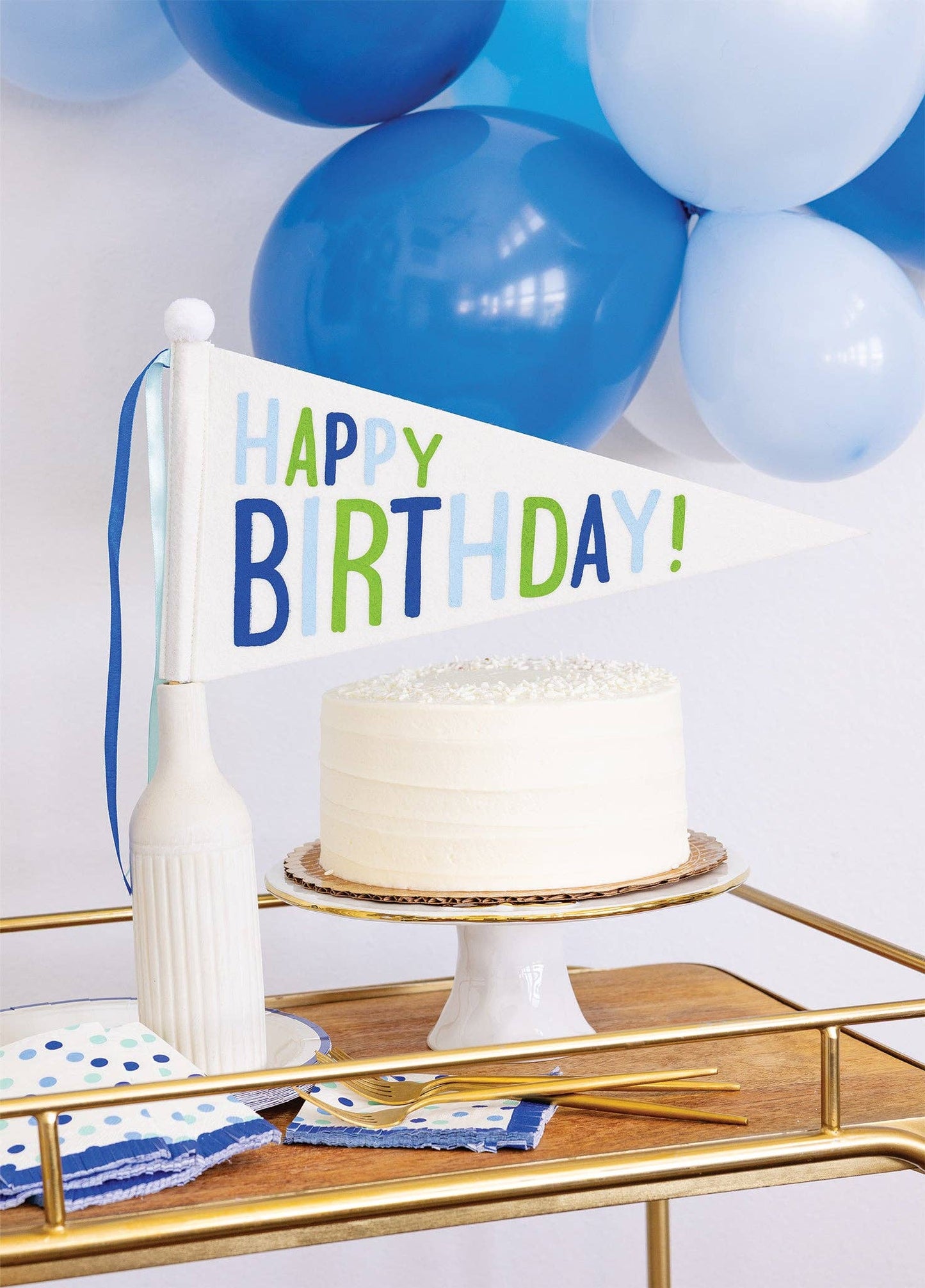 Blue Happy Birthday Felt Pennant Banner