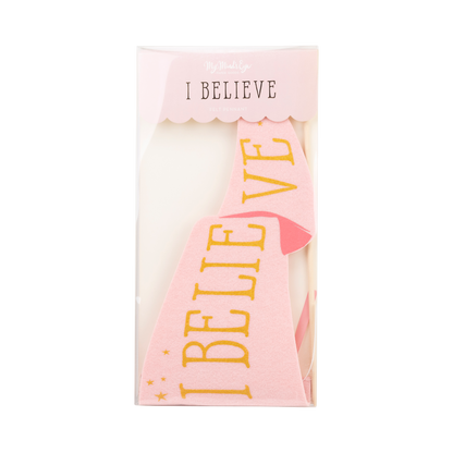 Pink Unicorn I Believe Felt Pennant Banner